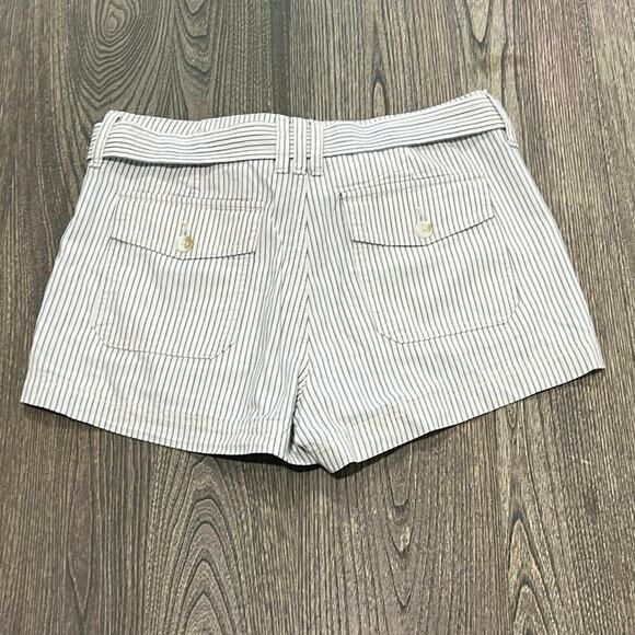 American Eagle Hi-Rise Tie Waist Shorts High Rise Striped Black White Size 6 - Picture 7 of 7